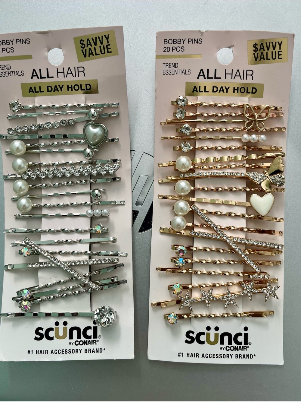 Scunci All Hair All Day Hold Decorative Hair Pins 40 ct-Gold & Silver $22 retail - Picture 2 of 2
